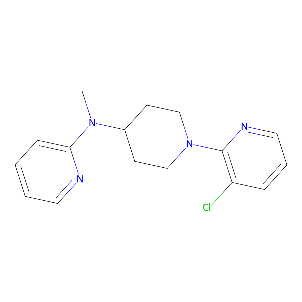 N-[1-(3-chloropyridin-2-yl)piperidin-4-yl]-N-methylpyridin-2-amine molecular structure, CAS 2741928-96-9