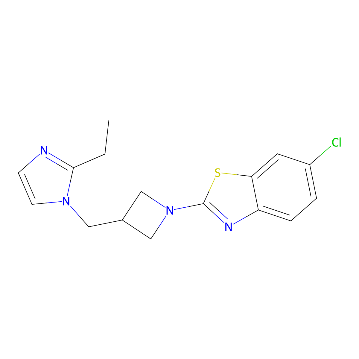 6-chloro-2-{3-[(2-ethyl-1H-imidazol-1-yl)methyl]azetidin-1-yl}-1,3-benzothiazole molecular structure, CAS 2741928-97-0