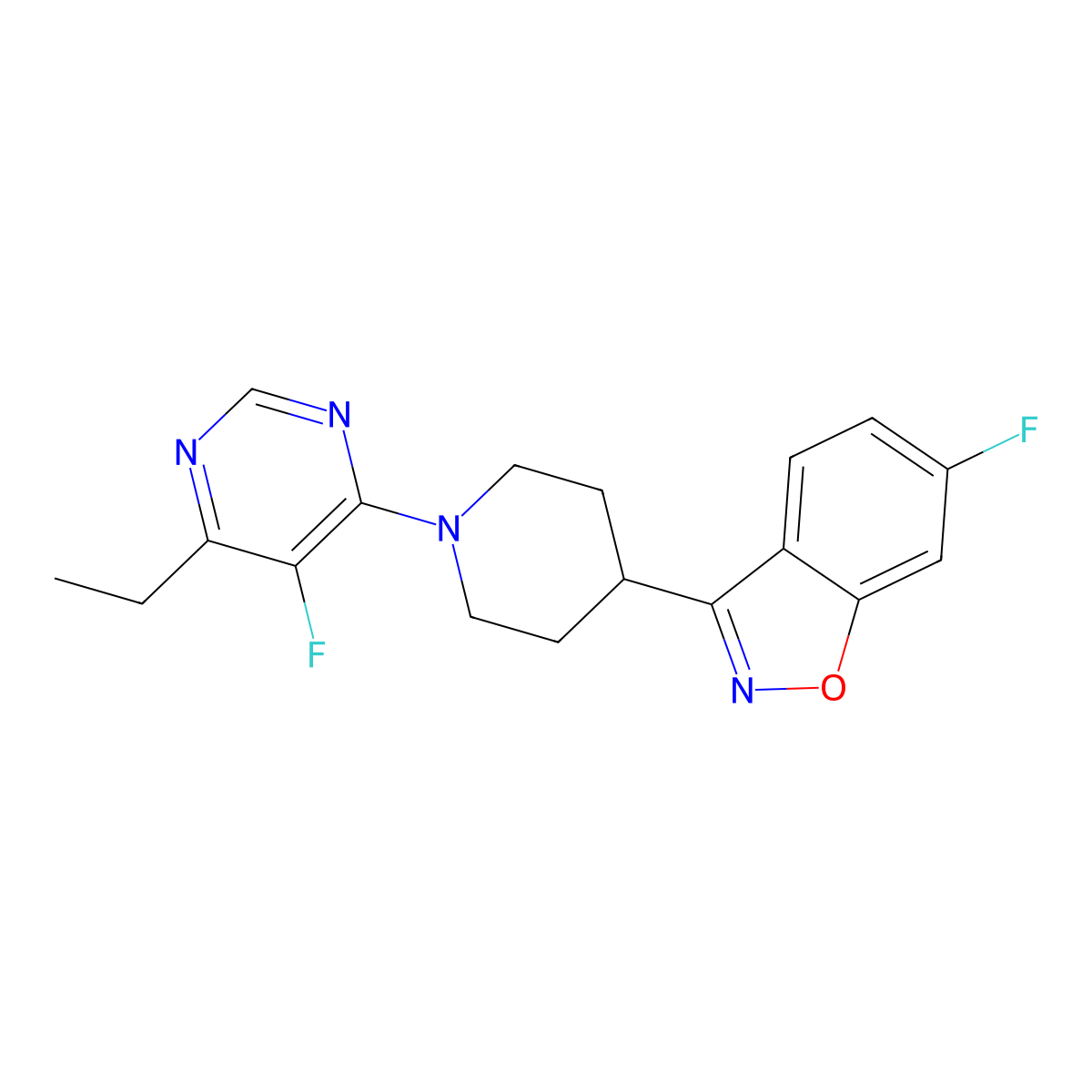 3-[1-(6-Ethyl-5-fluoropyrimidin-4-yl)piperidin-4-yl]-6-fluoro-1,2-benzoxazole molecular structure, CAS 2741929-01-9