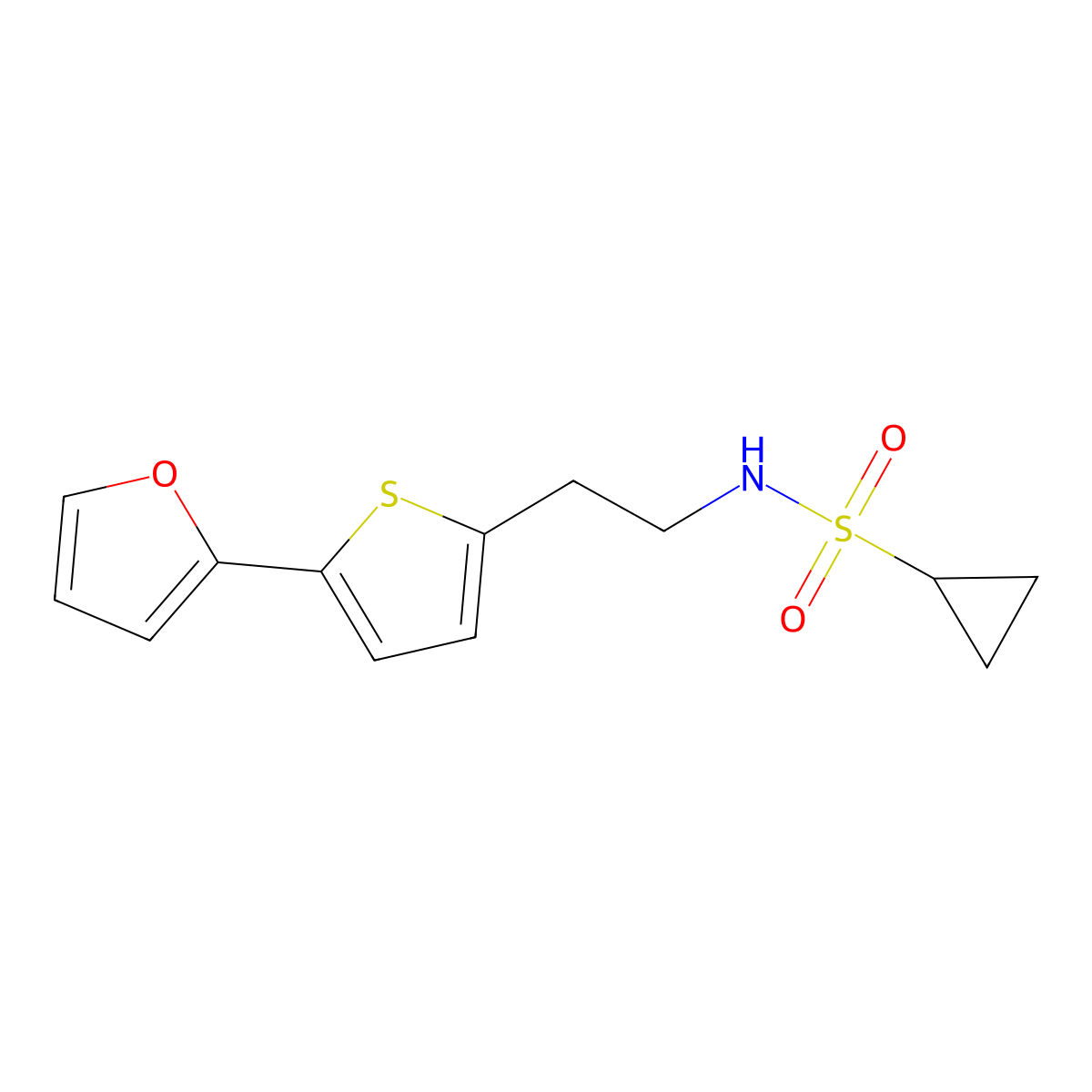 N-{2-[5-(furan-2-yl)thiophen-2-yl]ethyl}cyclopropanesulfonamide molecular structure, CAS 2741929-03-1