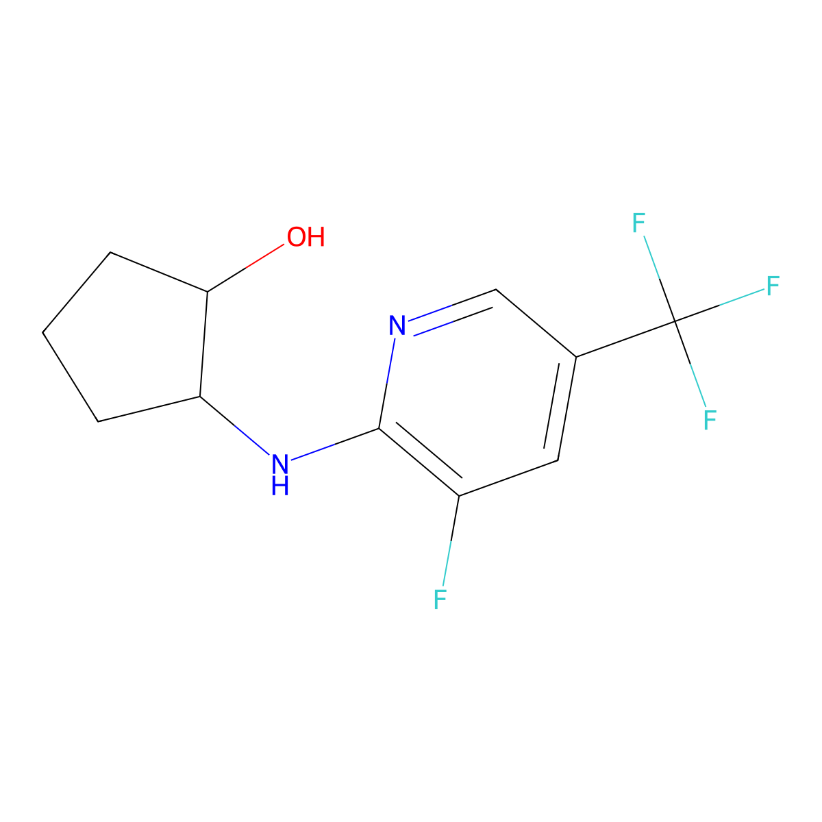 2-{[3-Fluoro-5-(trifluoromethyl)pyridin-2-yl]amino}cyclopentan-1-ol molecular structure, CAS 2741929-06-4