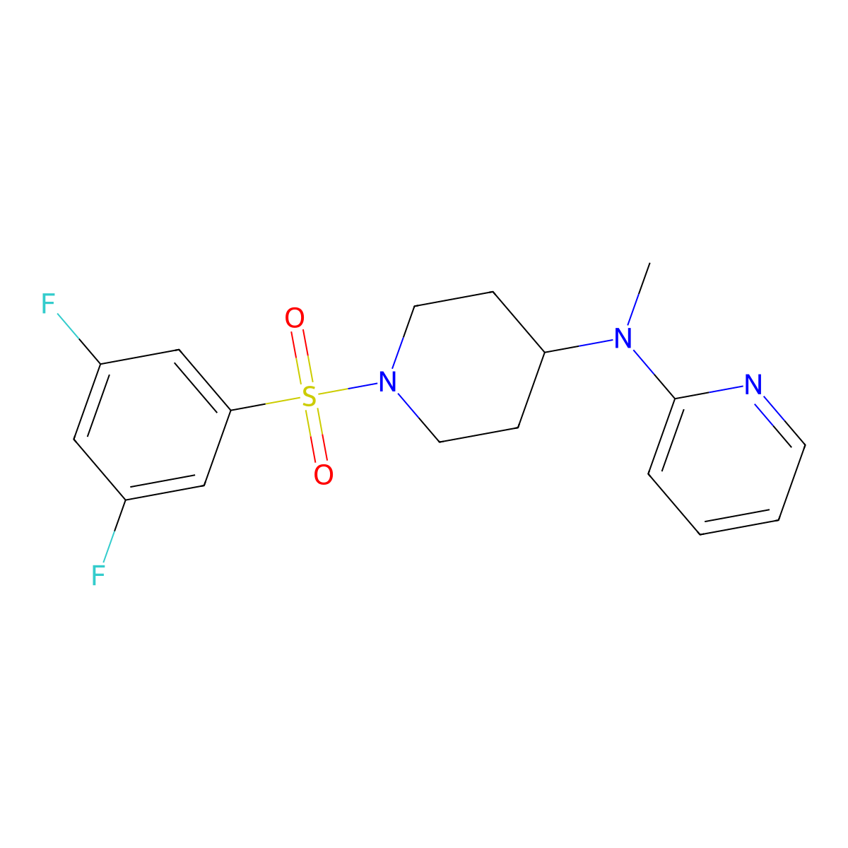 N-[1-(3,5-difluorobenzenesulfonyl)piperidin-4-yl]-N-methylpyridin-2-amine molecular structure, CAS 2741929-09-7