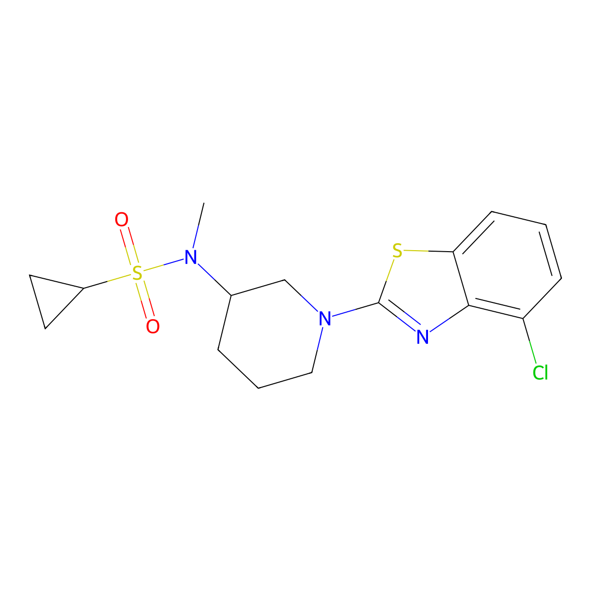 N-[1-(4-chloro-1,3-benzothiazol-2-yl)piperidin-3-yl]-N-methylcyclopropanesulfonamide molecular structure, CAS 2741929-11-1