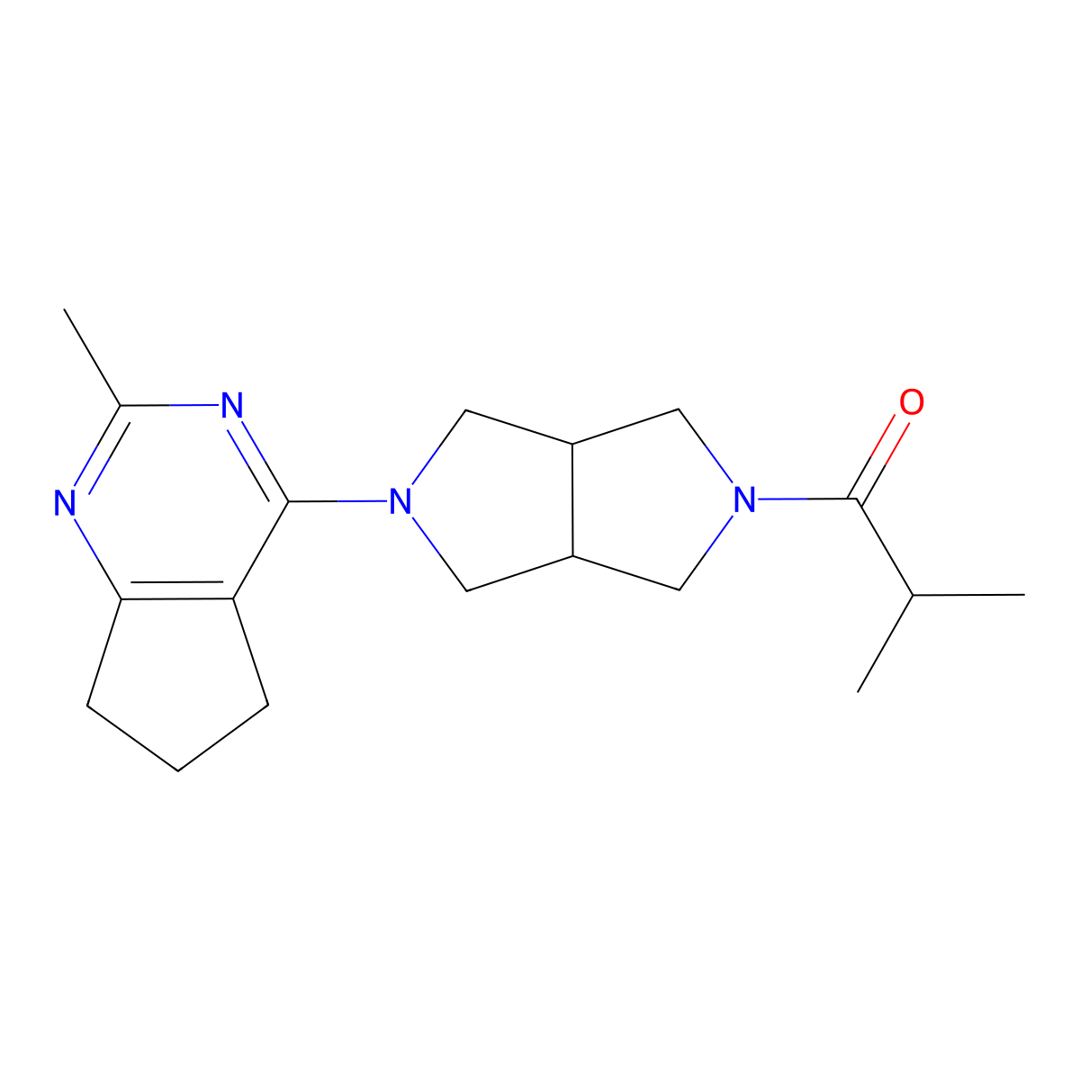 2-methyl-1-(5-{2-methyl-5H,6H,7H-cyclopenta[d]pyrimidin-4-yl}-octahydropyrrolo[3,4-c]pyrrol-2-yl)propan-1-one molecular structure, CAS 2741929-12-2