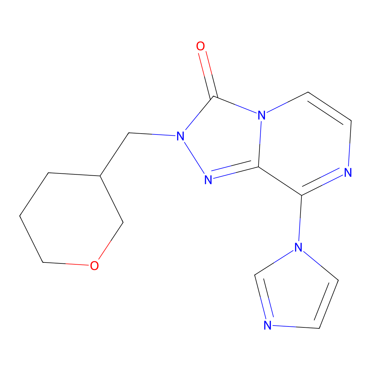 8-(1H-imidazol-1-yl)-2-[(oxan-3-yl)methyl]-2H,3H-[1,2,4]triazolo[4,3-a]pyrazin-3-one molecular structure, CAS 2741929-14-4
