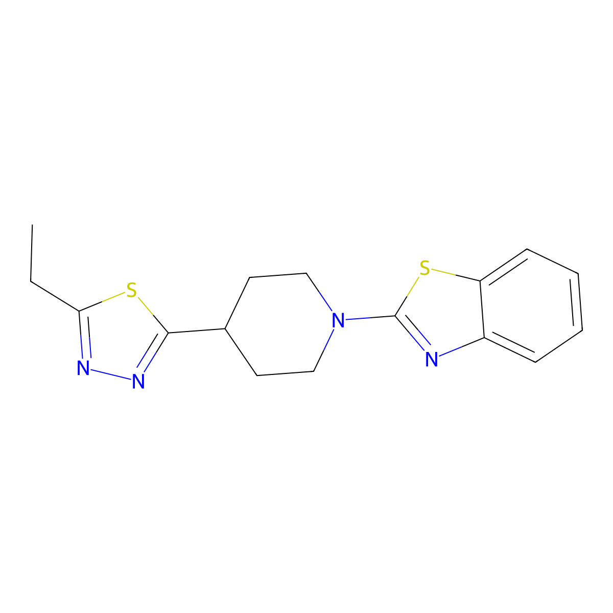 2-[4-(5-Ethyl-1,3,4-thiadiazol-2-yl)piperidin-1-yl]-1,3-benzothiazole molecular structure, CAS 2741929-15-5