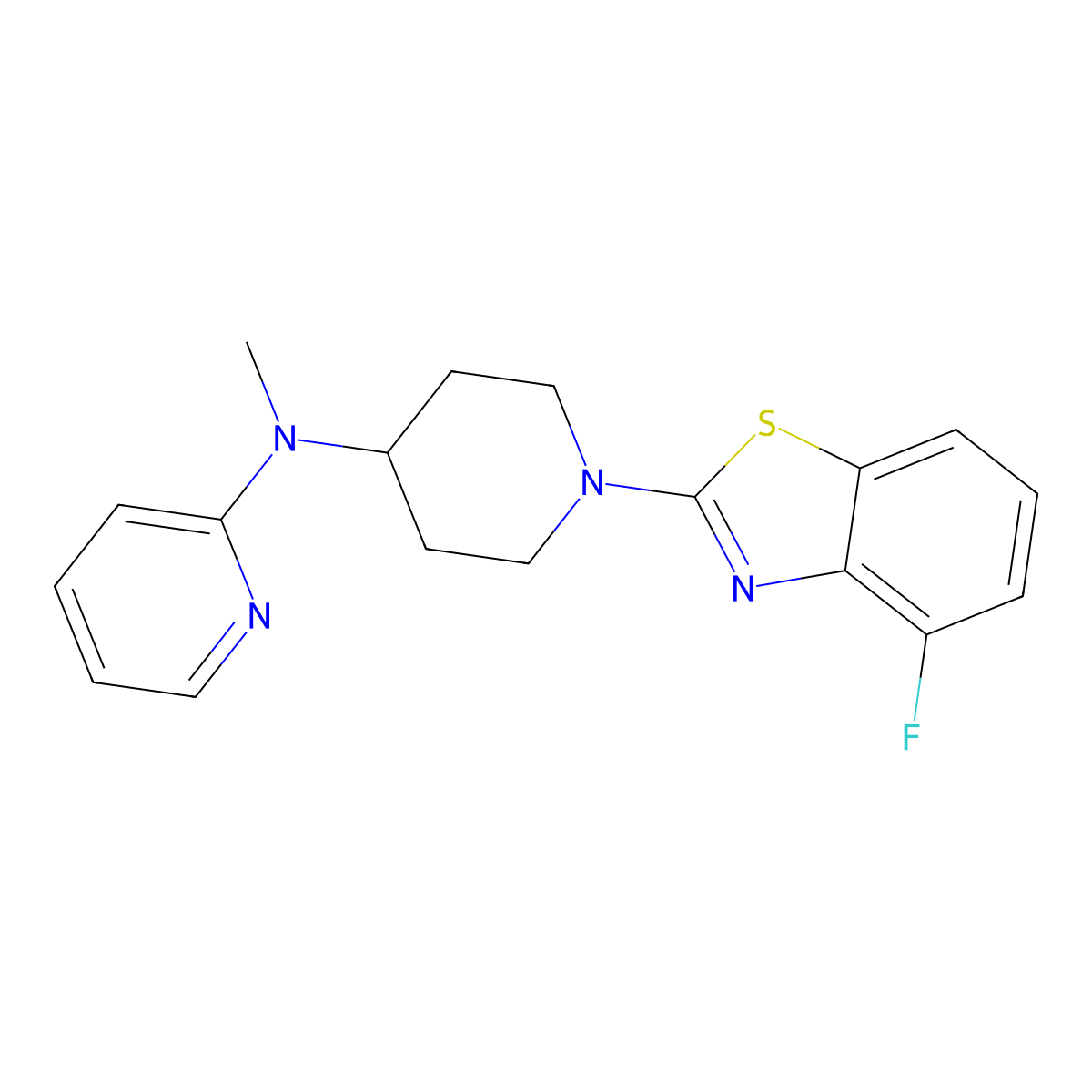 N-[1-(4-fluoro-1,3-benzothiazol-2-yl)piperidin-4-yl]-N-methylpyridin-2-amine molecular structure, CAS 2741929-17-7