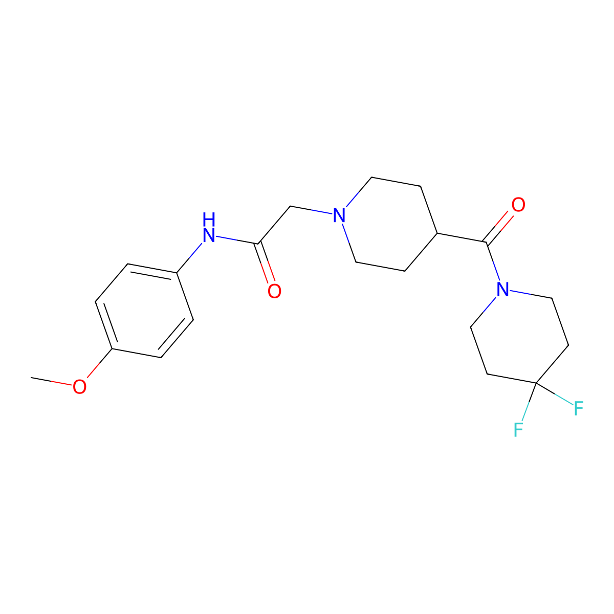 2-[4-(4,4-difluoropiperidine-1-carbonyl)piperidin-1-yl]-N-(4-methoxyphenyl)acetamide molecular structure, CAS 2741929-18-8