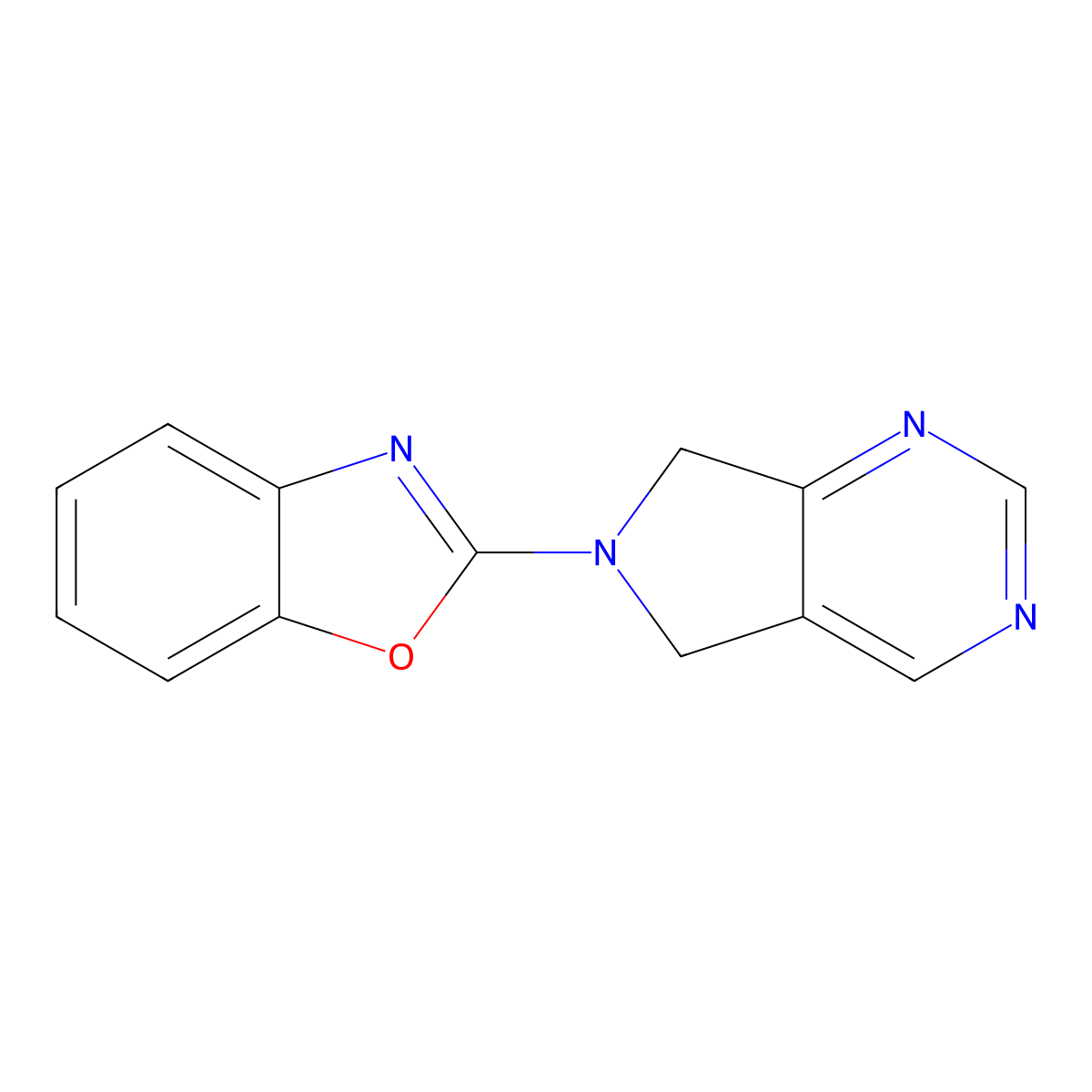 2-{5H,6H,7H-pyrrolo[3,4-d]pyrimidin-6-yl}-1,3-benzoxazole molecular structure, CAS 2741929-20-2