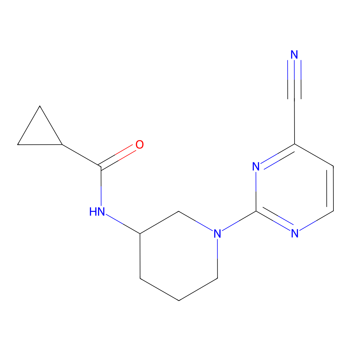N-[1-(4-cyanopyrimidin-2-yl)piperidin-3-yl]cyclopropanecarboxamide molecular structure, CAS 2741929-23-5