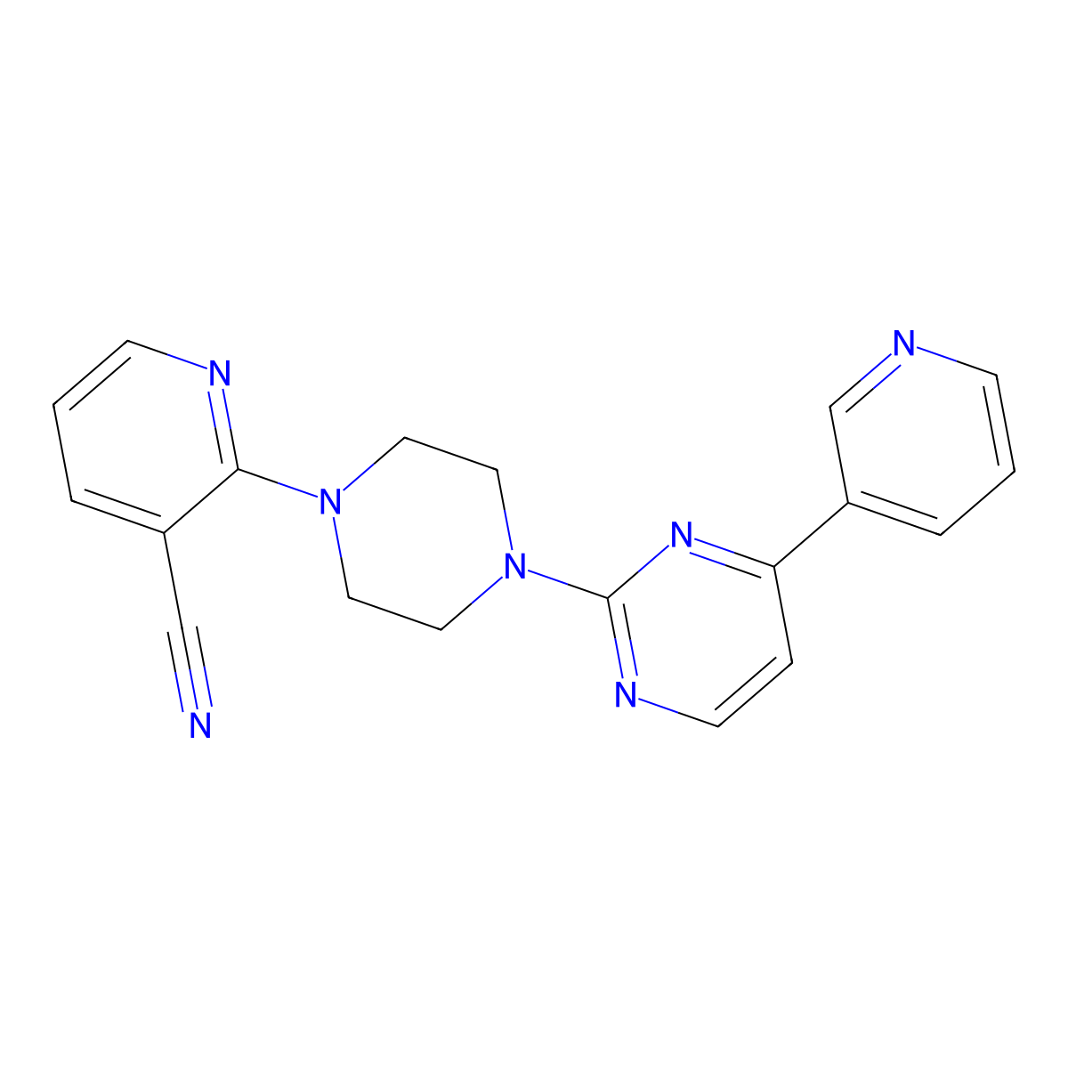 2-{4-[4-(Pyridin-3-yl)pyrimidin-2-yl]piperazin-1-yl}pyridine-3-carbonitrile molecular structure, CAS 2741929-24-6