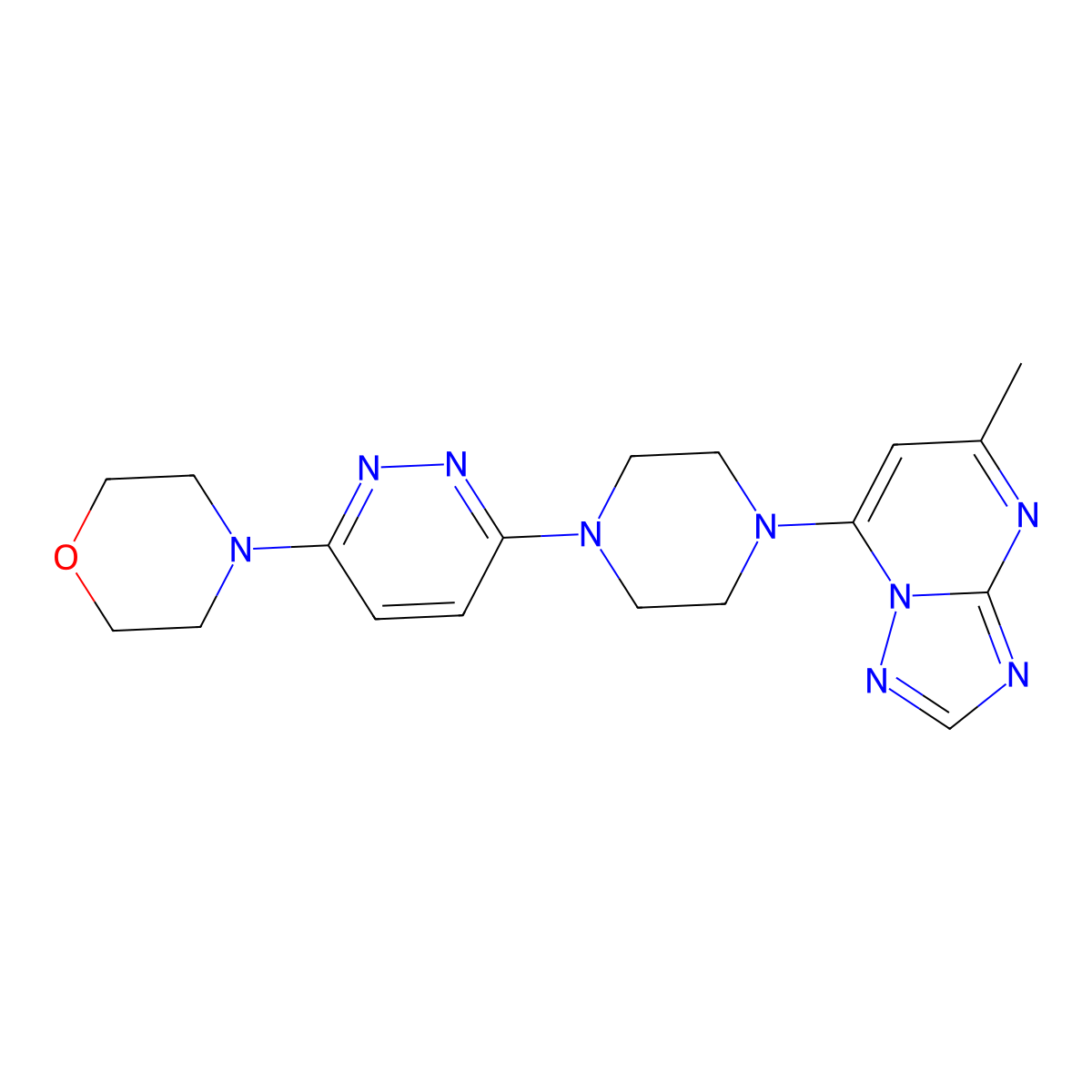 4-[6-(4-{5-Methyl-[1,2,4]triazolo[1,5-a]pyrimidin-7-yl}piperazin-1-yl)pyridazin-3-yl]morpholine molecular structure, CAS 2741929-28-0