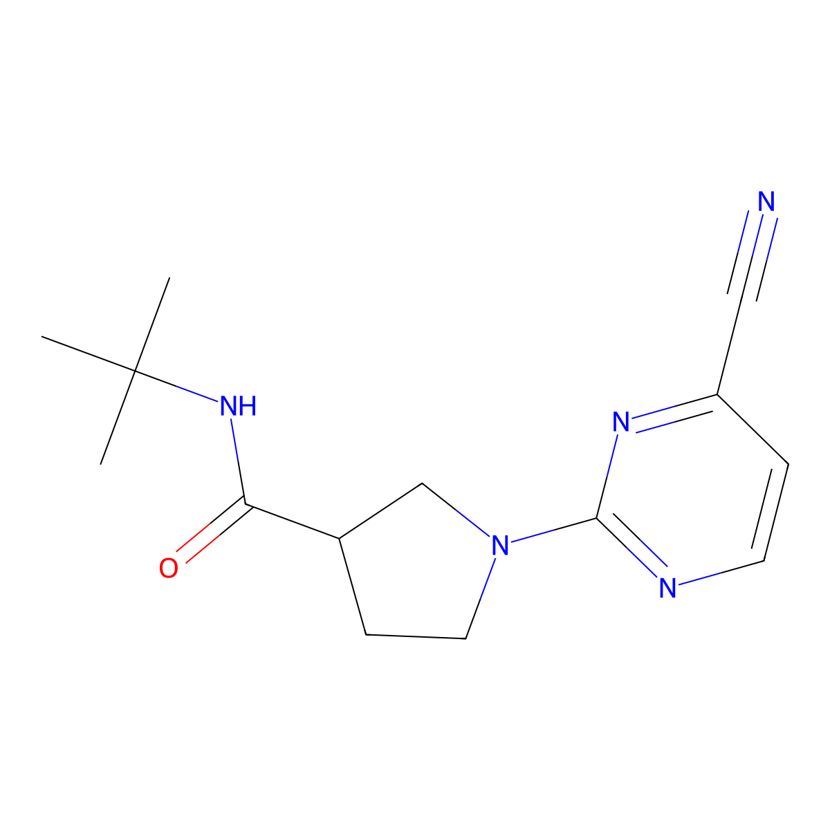 N-tert-butyl-1-(4-cyanopyrimidin-2-yl)pyrrolidine-3-carboxamide molecular structure, CAS 2741929-30-4
