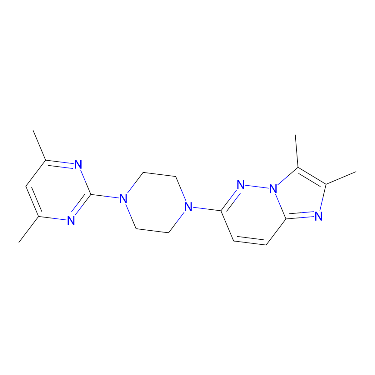 2-(4-{2,3-Dimethylimidazo[1,2-b]pyridazin-6-yl}piperazin-1-yl)-4,6-dimethylpyrimidine molecular structure, CAS 2741929-31-5