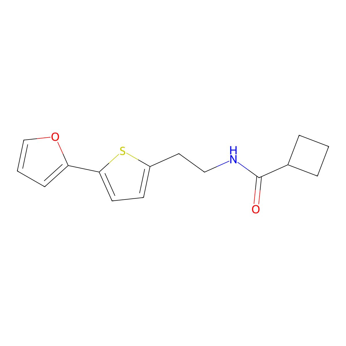 N-{2-[5-(furan-2-yl)thiophen-2-yl]ethyl}cyclobutanecarboxamide molecular structure, CAS 2741929-36-0