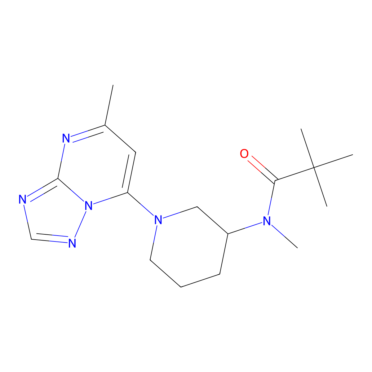N,2,2-trimethyl-N-(1-{5-methyl-[1,2,4]triazolo[1,5-a]pyrimidin-7-yl}piperidin-3-yl)propanamide molecular structure, CAS 2741929-40-6