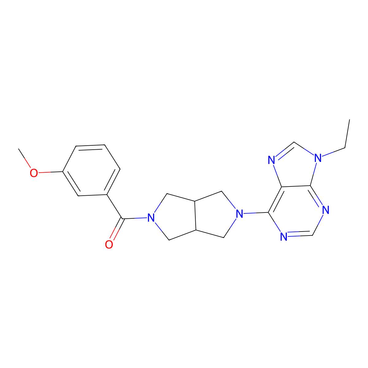 9-ethyl-6-[5-(3-methoxybenzoyl)-octahydropyrrolo[3,4-c]pyrrol-2-yl]-9H-purine molecular structure, CAS 2741929-42-8