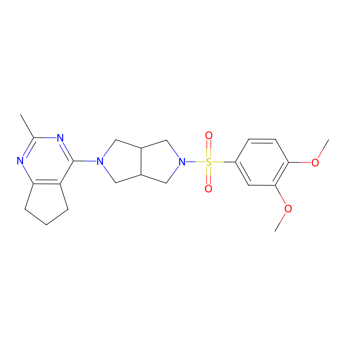 2-(3,4-dimethoxybenzenesulfonyl)-5-{2-methyl-5H,6H,7H-cyclopenta[d]pyrimidin-4-yl}-octahydropyrrolo[3,4-c]pyrrole molecular structure, CAS 2741929-47-3