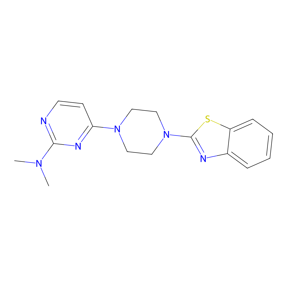 4-[4-(1,3-benzothiazol-2-yl)piperazin-1-yl]-N,N-dimethylpyrimidin-2-amine molecular structure, CAS 2741929-48-4