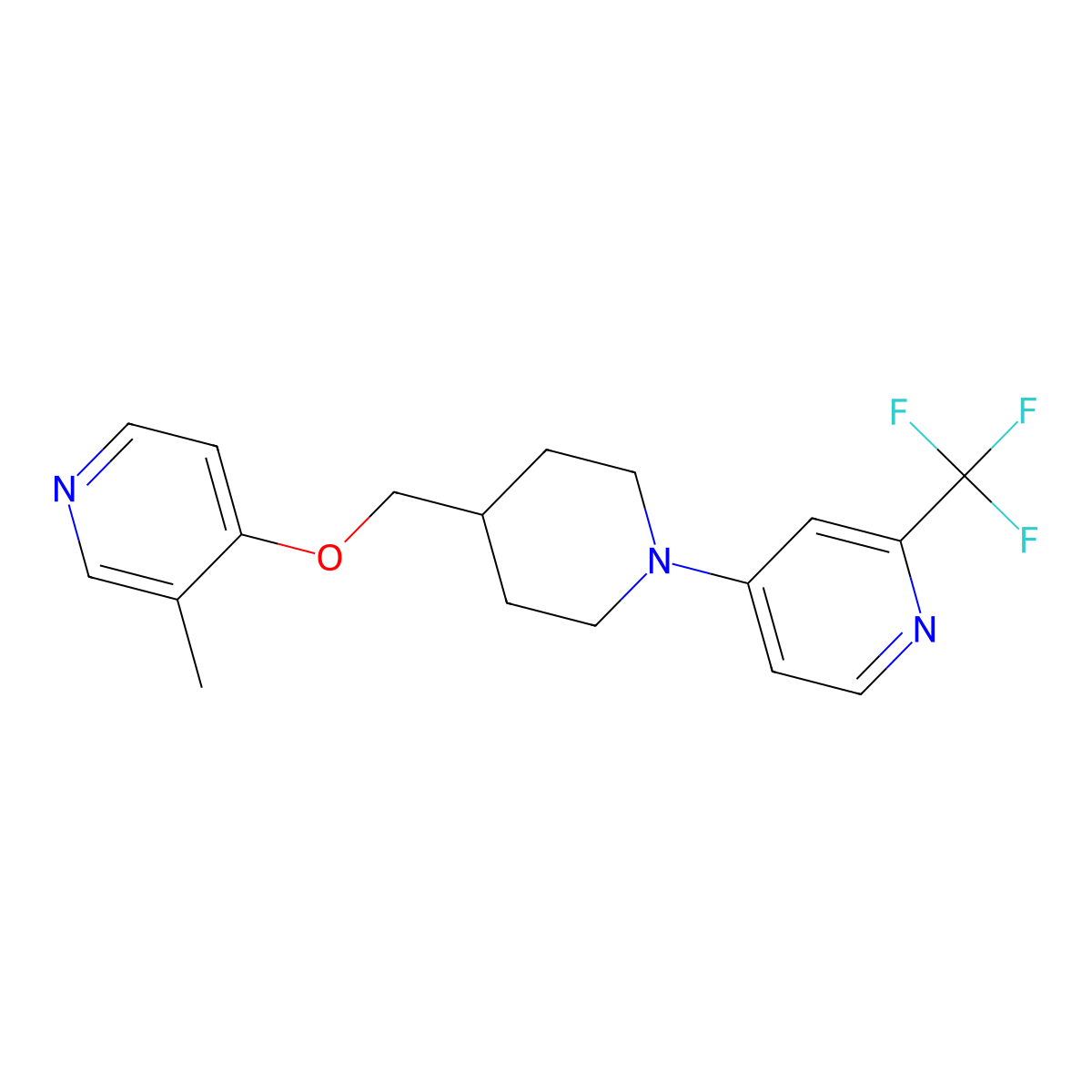 4-(4-{[(3-Methylpyridin-4-yl)oxy]methyl}piperidin-1-yl)-2-(trifluoromethyl)pyridine molecular structure, CAS 2741929-49-5
