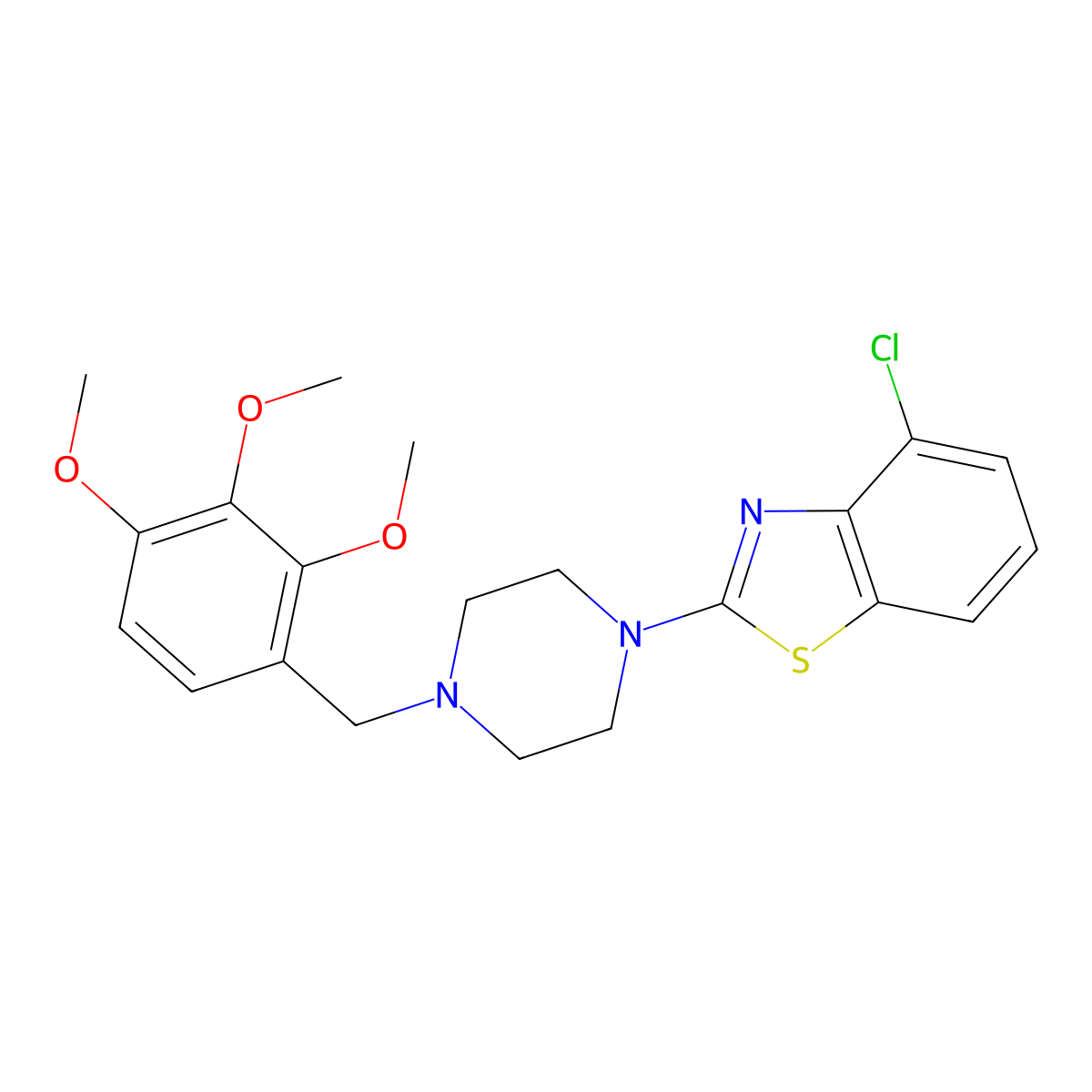 4-Chloro-2-{4-[(2,3,4-trimethoxyphenyl)methyl]piperazin-1-yl}-1,3-benzothiazole molecular structure, CAS 2741929-50-8