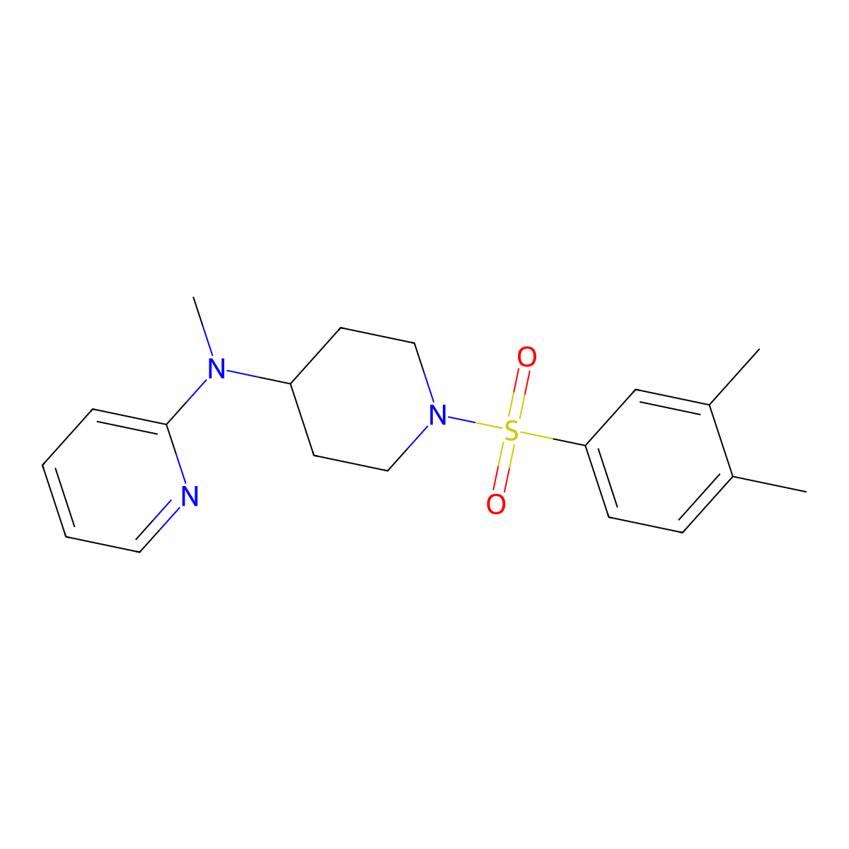 N-[1-(3,4-dimethylbenzenesulfonyl)piperidin-4-yl]-N-methylpyridin-2-amine molecular structure, CAS 2741929-51-9