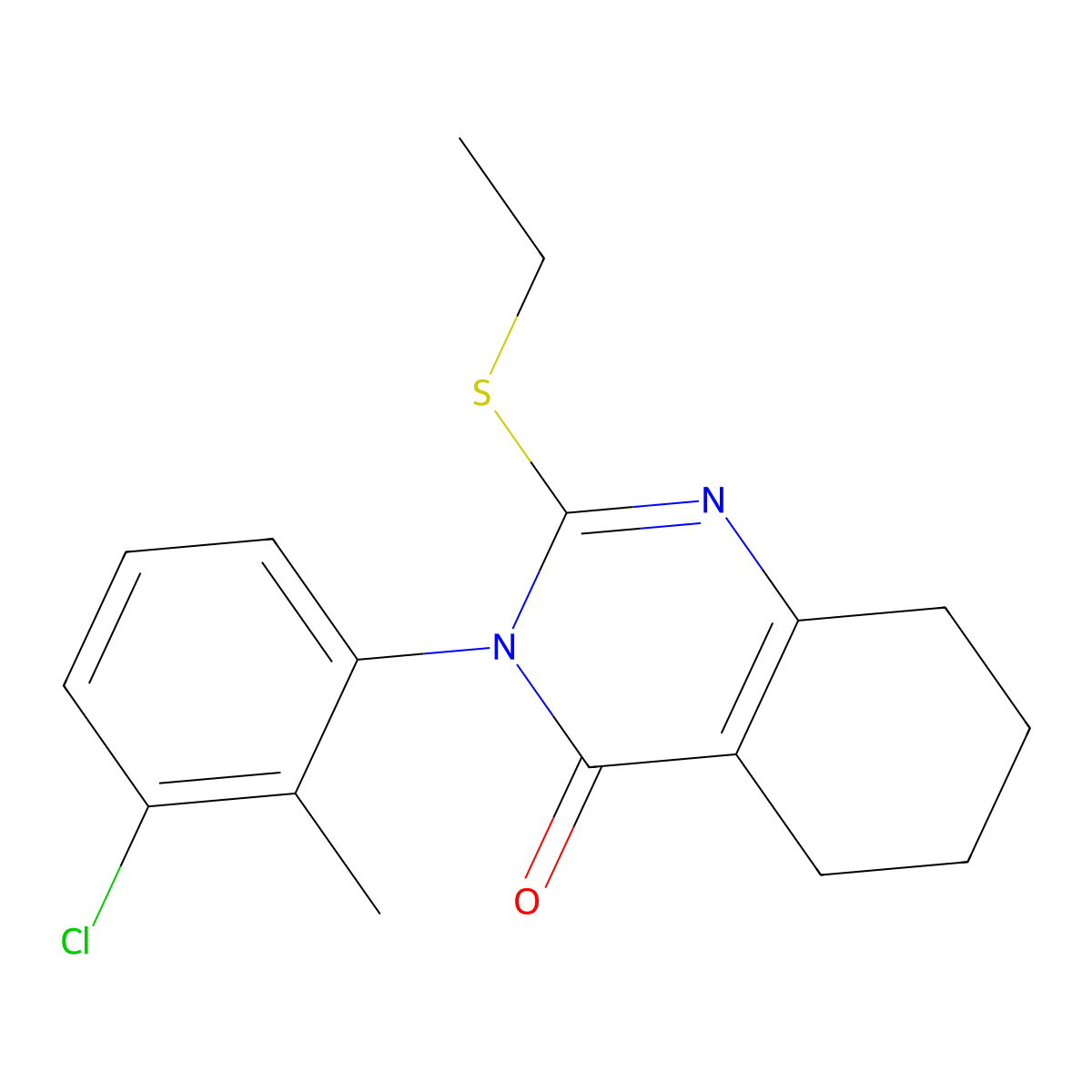 3-(3-Chloro-2-methylphenyl)-2-(ethylsulfanyl)-3,4,5,6,7,8-hexahydroquinazolin-4-one molecular structure, CAS 2741929-53-1