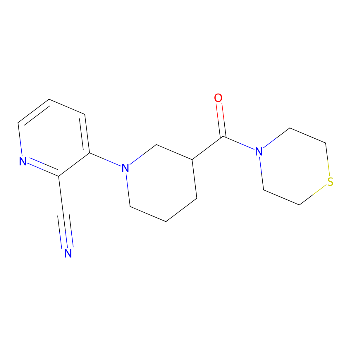 3-[3-(Thiomorpholine-4-carbonyl)piperidin-1-yl]pyridine-2-carbonitrile molecular structure, CAS 2741929-54-2