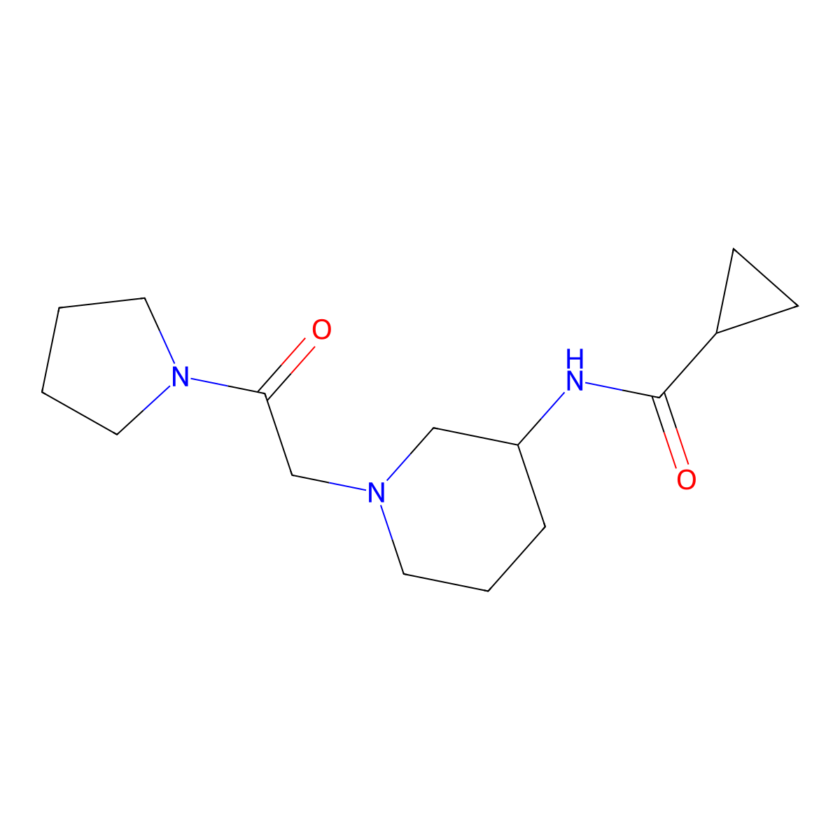 N-{1-[2-oxo-2-(pyrrolidin-1-yl)ethyl]piperidin-3-yl}cyclopropanecarboxamide molecular structure, CAS 2741929-57-5