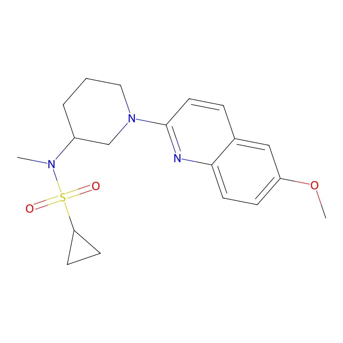 N-[1-(6-methoxyquinolin-2-yl)piperidin-3-yl]-N-methylcyclopropanesulfonamide molecular structure, CAS 2741929-64-4