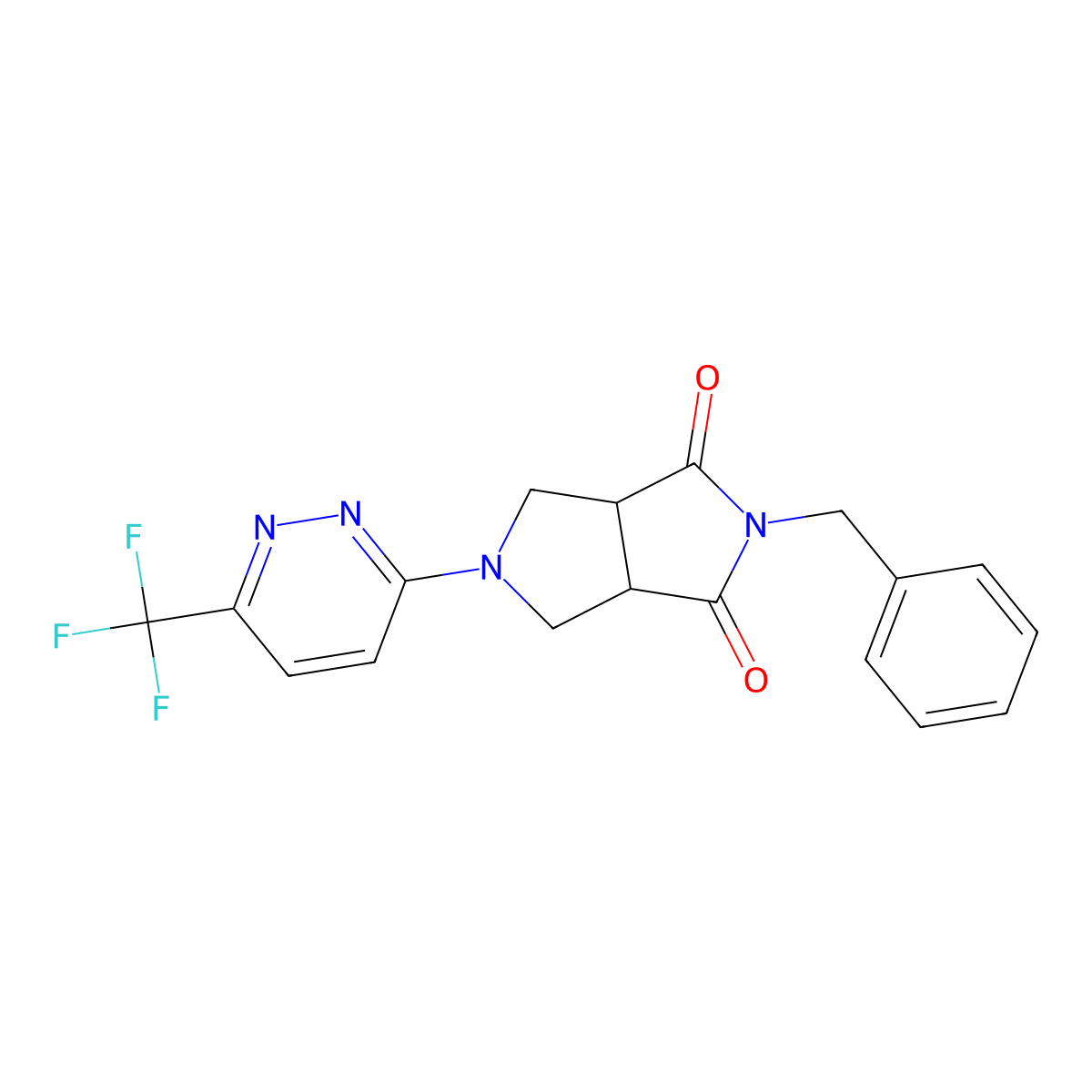 2-Benzyl-5-[6-(trifluoromethyl)pyridazin-3-yl]-octahydropyrrolo[3,4-c]pyrrole-1,3-dione molecular structure, CAS 2741929-67-7