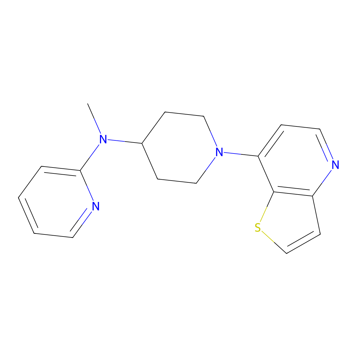 N-methyl-N-(1-{thieno[3,2-b]pyridin-7-yl}piperidin-4-yl)pyridin-2-amine molecular structure, CAS 2741929-70-2