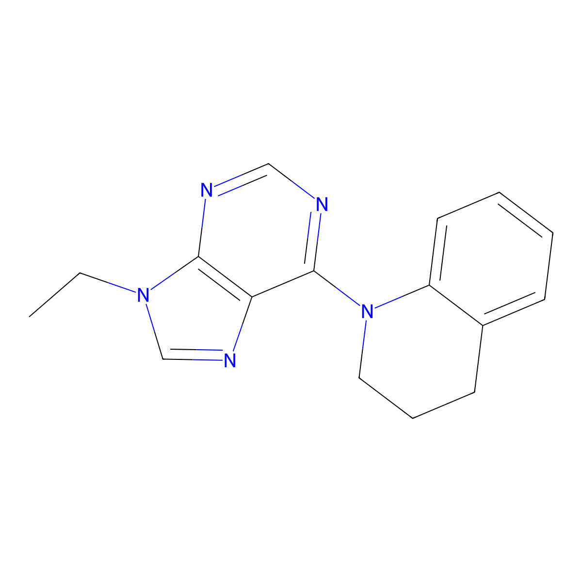 1-(9-ethyl-9H-purin-6-yl)-1,2,3,4-tetrahydroquinoline molecular structure, CAS 2741929-73-5