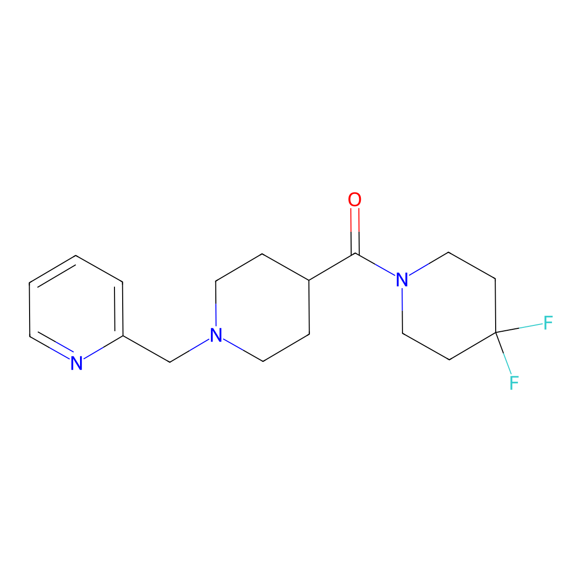 2-{[4-(4,4-Difluoropiperidine-1-carbonyl)piperidin-1-yl]methyl}pyridine molecular structure, CAS 2741929-75-7