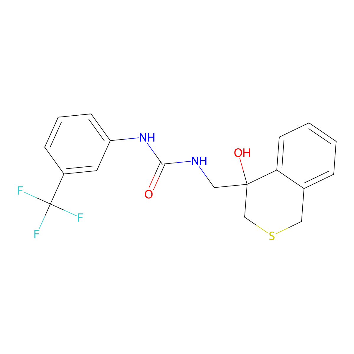 3-[(4-hydroxy-3,4-dihydro-1H-2-benzothiopyran-4-yl)methyl]-1-[3-(trifluoromethyl)phenyl]urea molecular structure, CAS 2741929-76-8