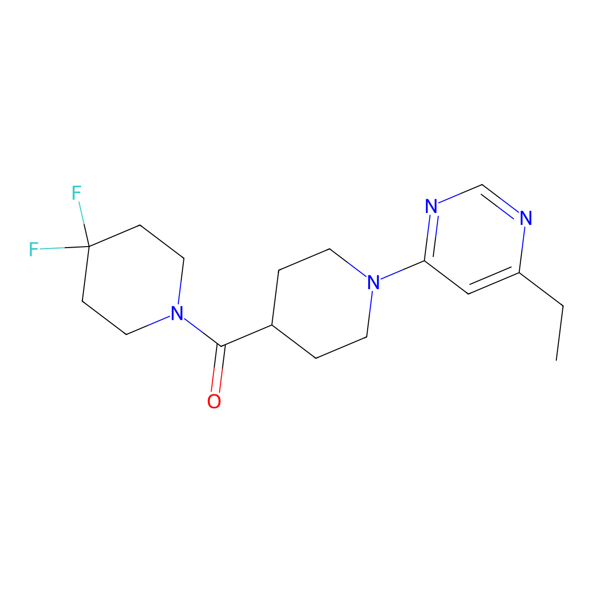 4-[4-(4,4-Difluoropiperidine-1-carbonyl)piperidin-1-yl]-6-ethylpyrimidine molecular structure, CAS 2741929-79-1