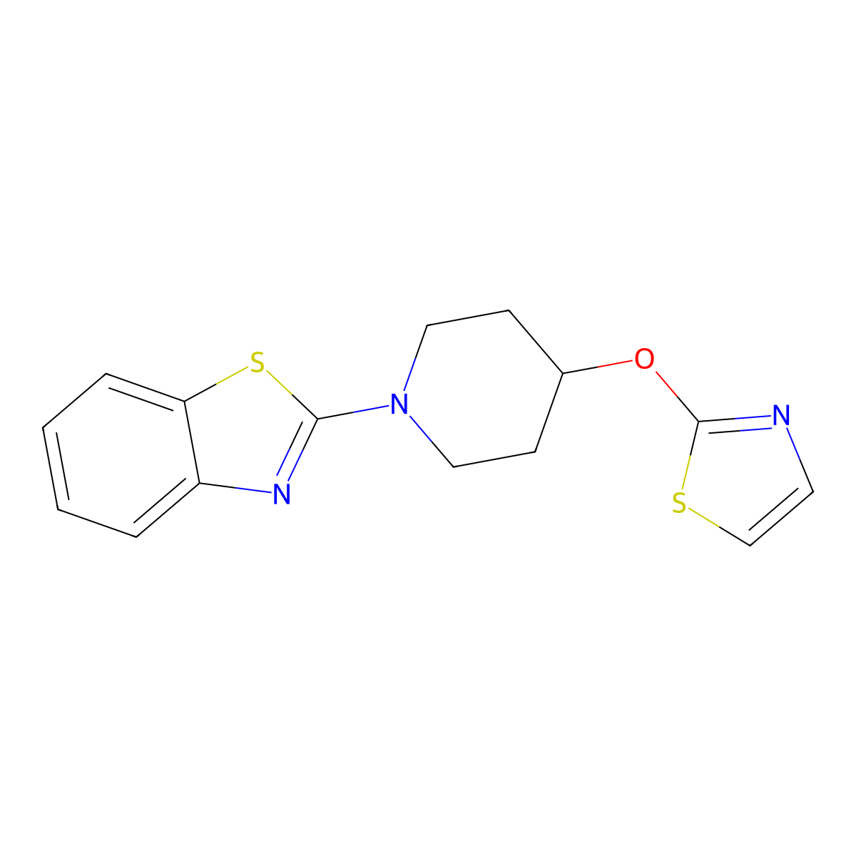 2-[4-(1,3-Thiazol-2-yloxy)piperidin-1-yl]-1,3-benzothiazole molecular structure, CAS 2741929-81-5