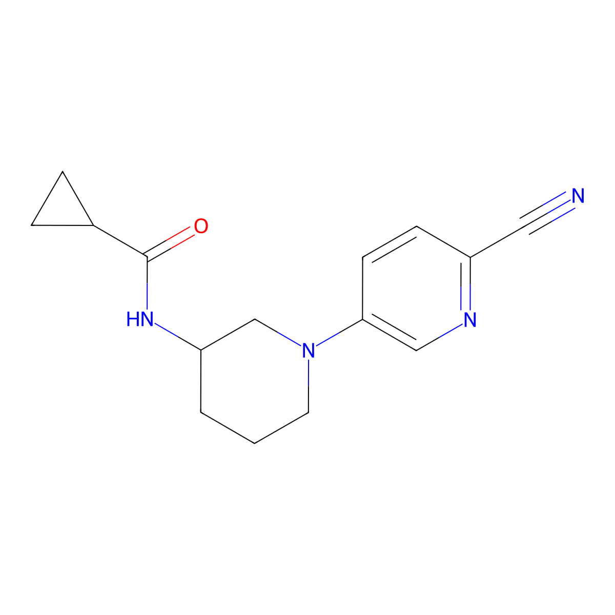 N-[1-(6-cyanopyridin-3-yl)piperidin-3-yl]cyclopropanecarboxamide molecular structure, CAS 2741929-82-6