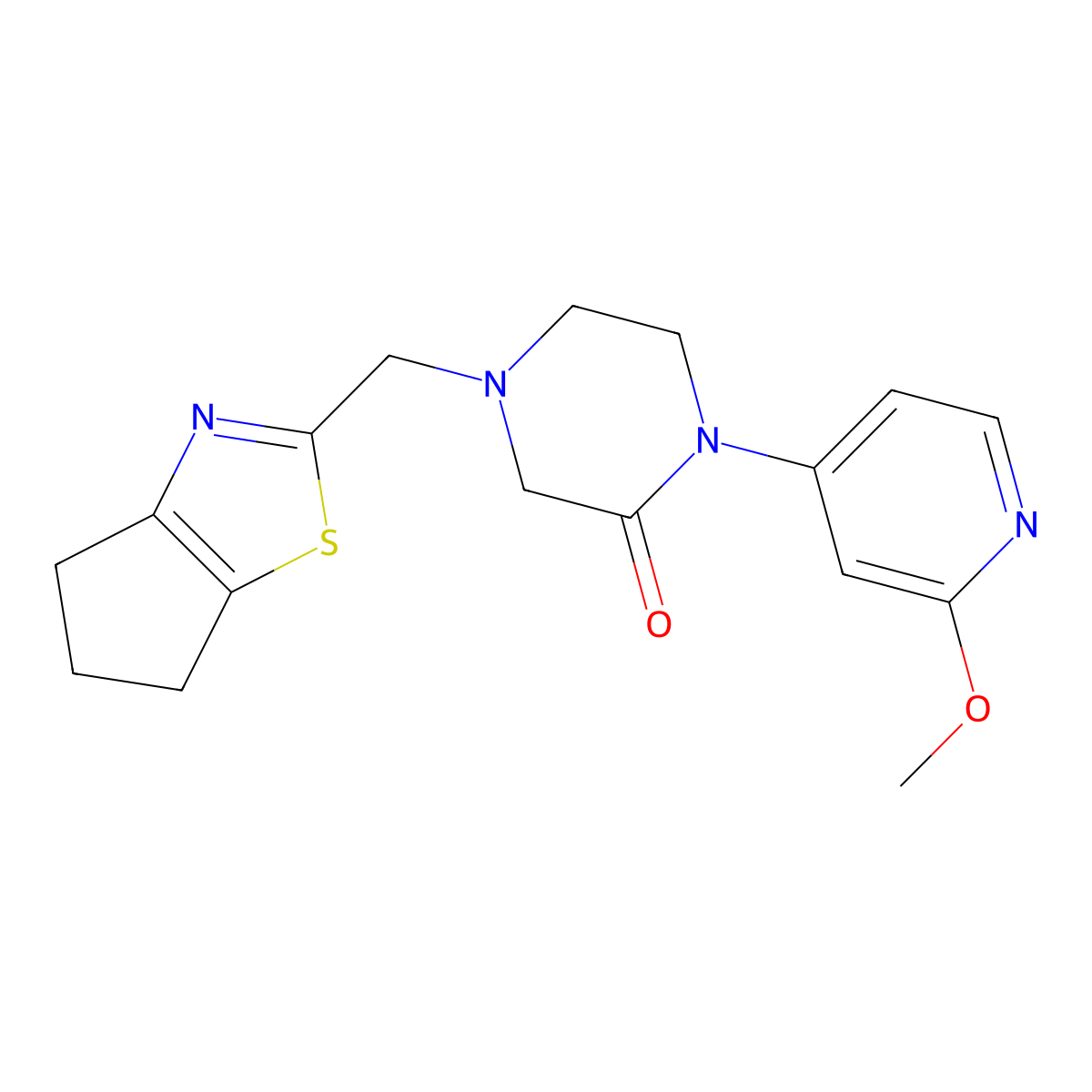 4-({4H,5H,6H-cyclopenta[d][1,3]thiazol-2-yl}methyl)-1-(2-methoxypyridin-4-yl)piperazin-2-one molecular structure, CAS 2741929-87-1
