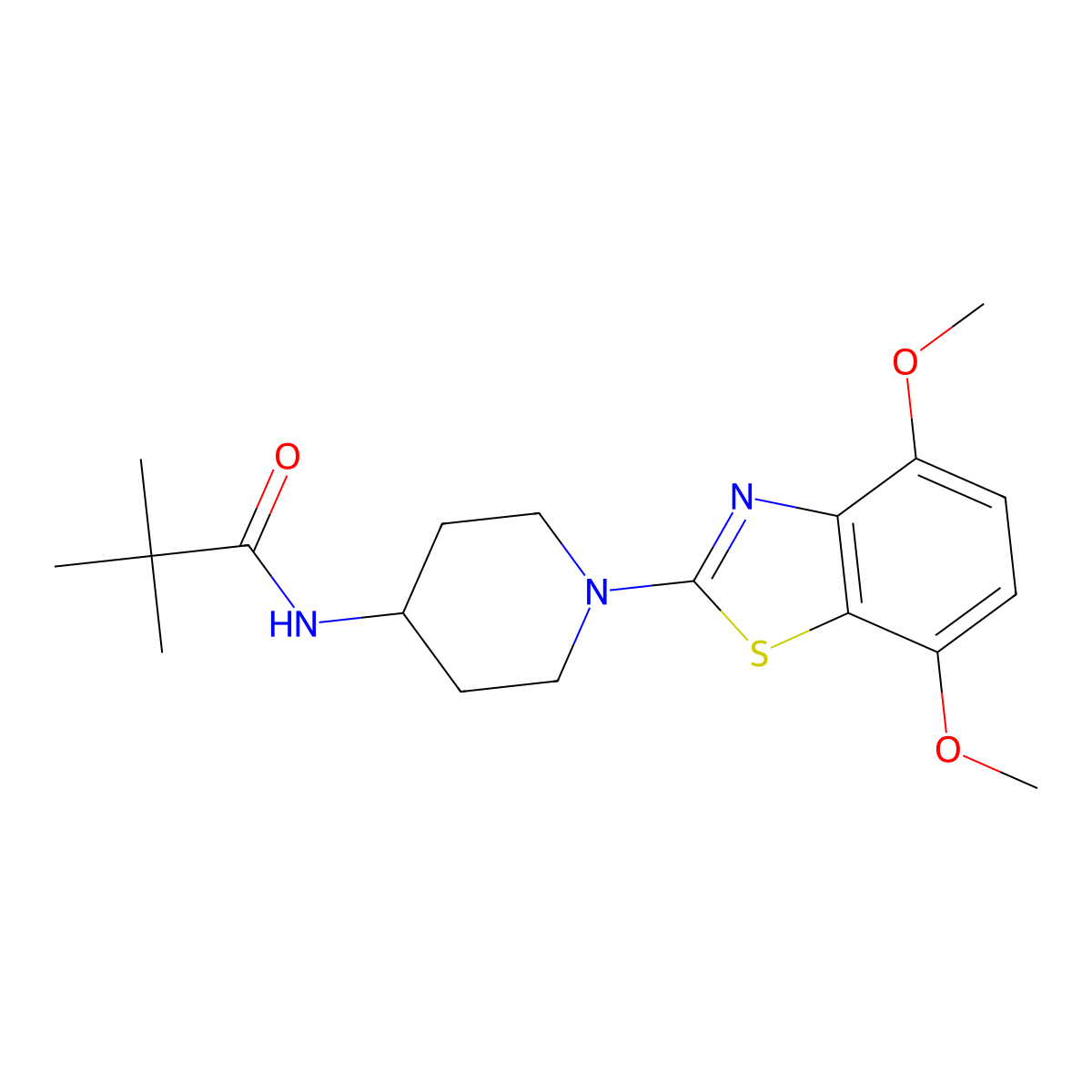 N-[1-(4,7-dimethoxy-1,3-benzothiazol-2-yl)piperidin-4-yl]-2,2-dimethylpropanamide molecular structure, CAS 2741929-91-7