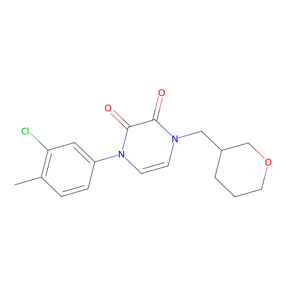 1-(3-Chloro-4-methylphenyl)-4-[(oxan-3-yl)methyl]-1,2,3,4-tetrahydropyrazine-2,3-dione molecular structure, CAS 2741929-98-4