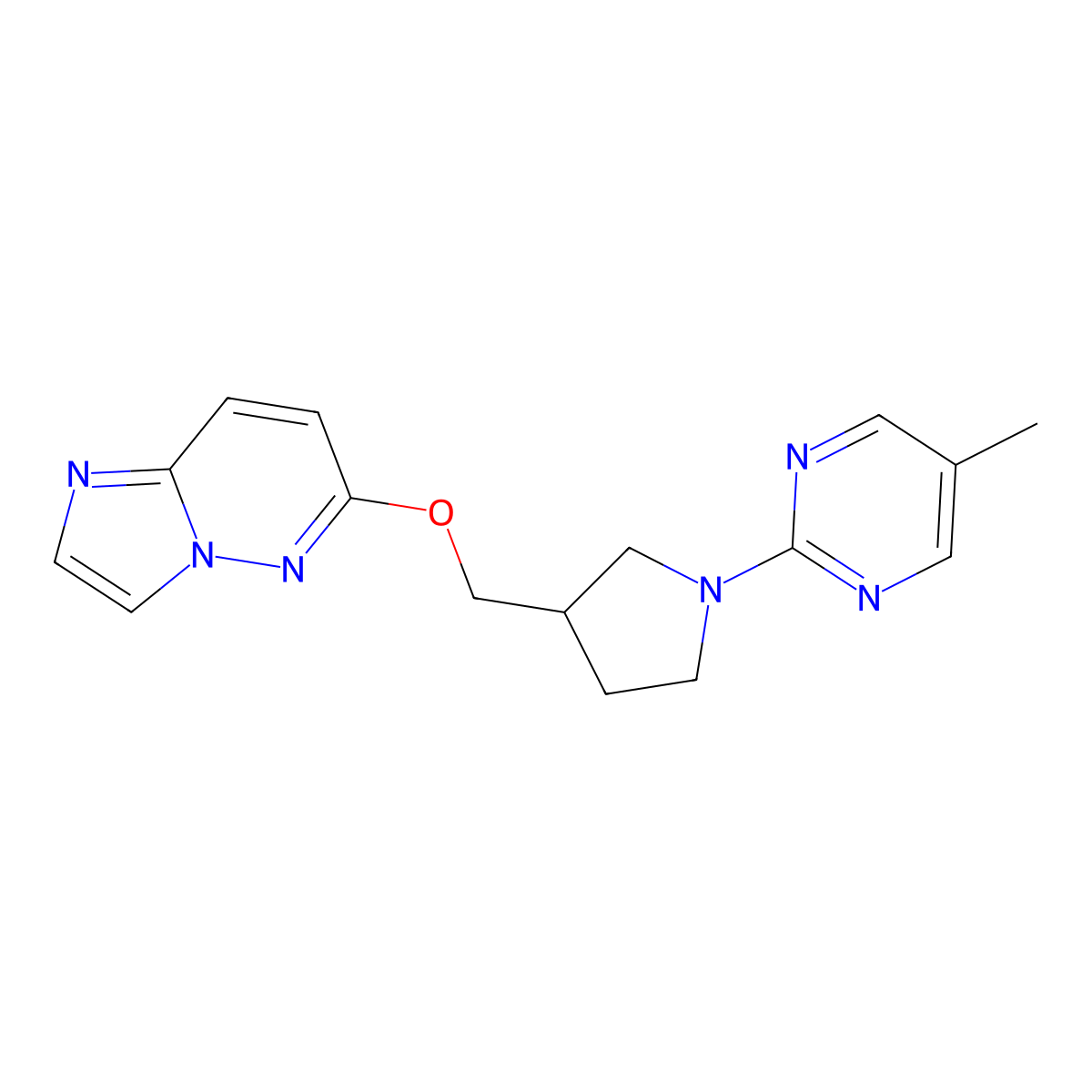 2-[3-({Imidazo[1,2-b]pyridazin-6-yloxy}methyl)pyrrolidin-1-yl]-5-methylpyrimidine molecular structure, CAS 2741930-07-2