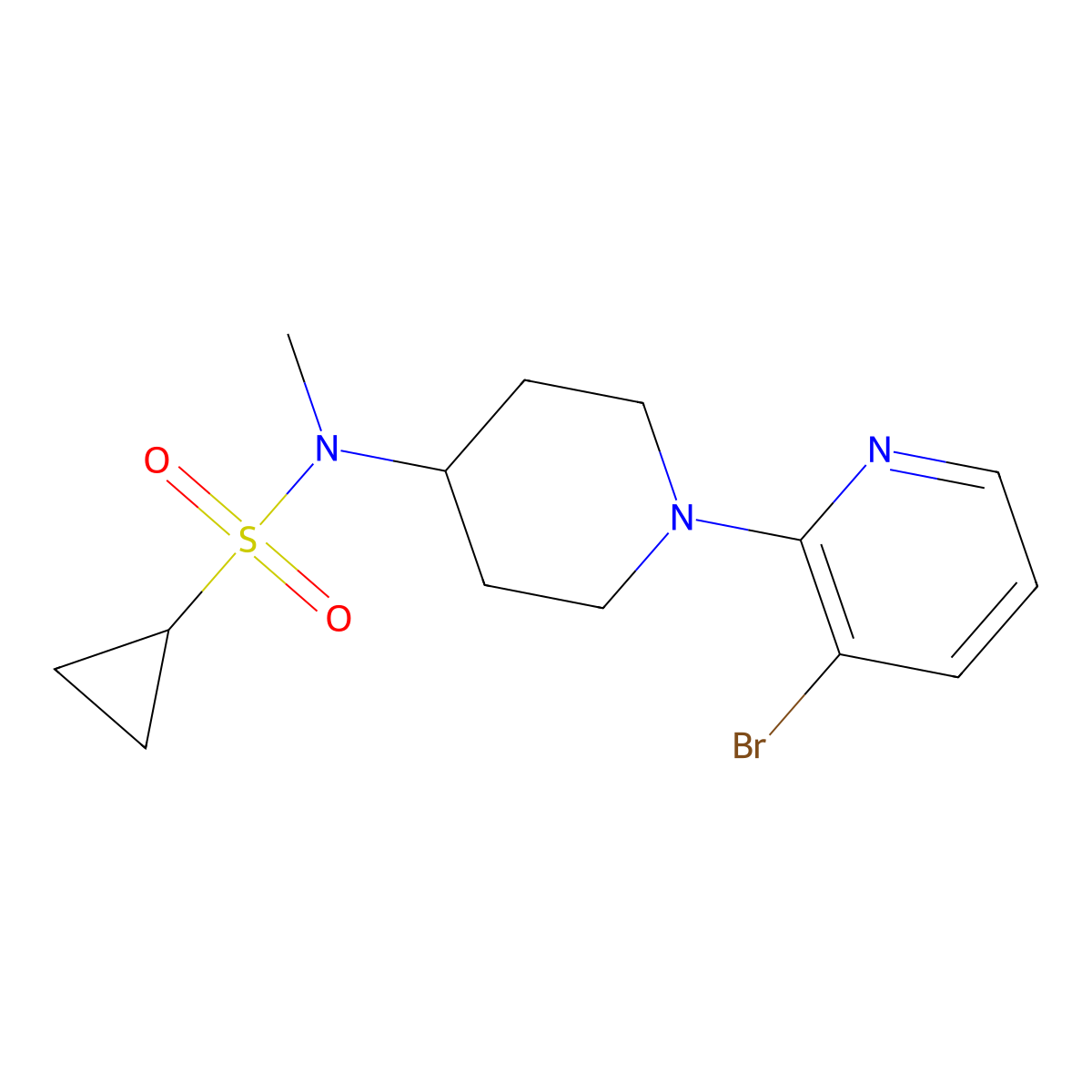 N-[1-(3-bromopyridin-2-yl)piperidin-4-yl]-N-methylcyclopropanesulfonamide molecular structure, CAS 2741930-10-7