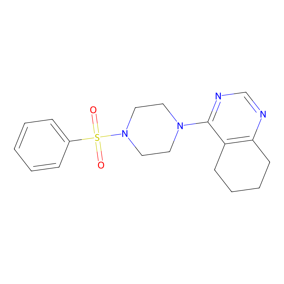4-[4-(Benzenesulfonyl)piperazin-1-yl]-5,6,7,8-tetrahydroquinazoline molecular structure, CAS 2741930-19-6
