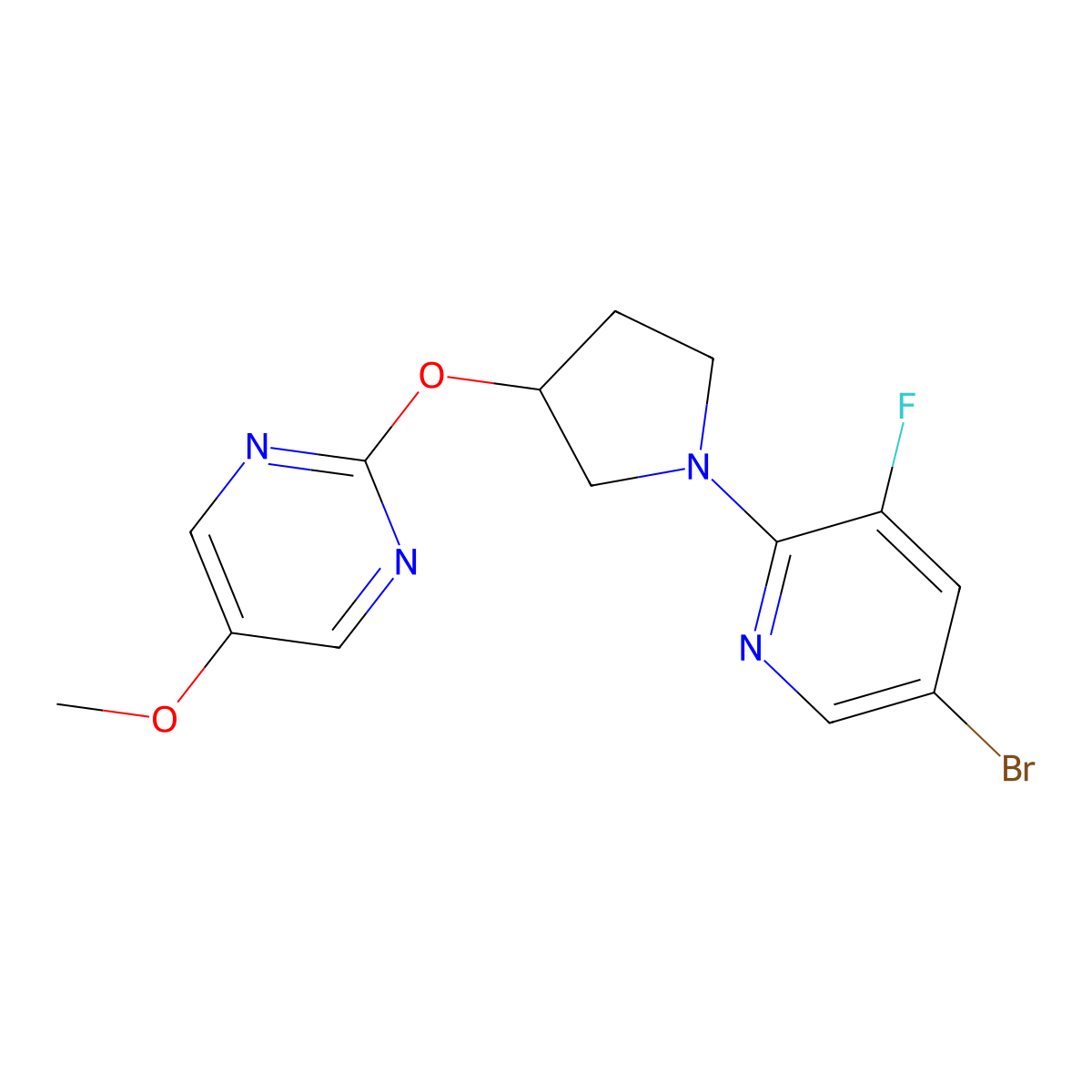 2-{[1-(5-Bromo-3-fluoropyridin-2-yl)pyrrolidin-3-yl]oxy}-5-methoxypyrimidine molecular structure, CAS 2741930-21-0