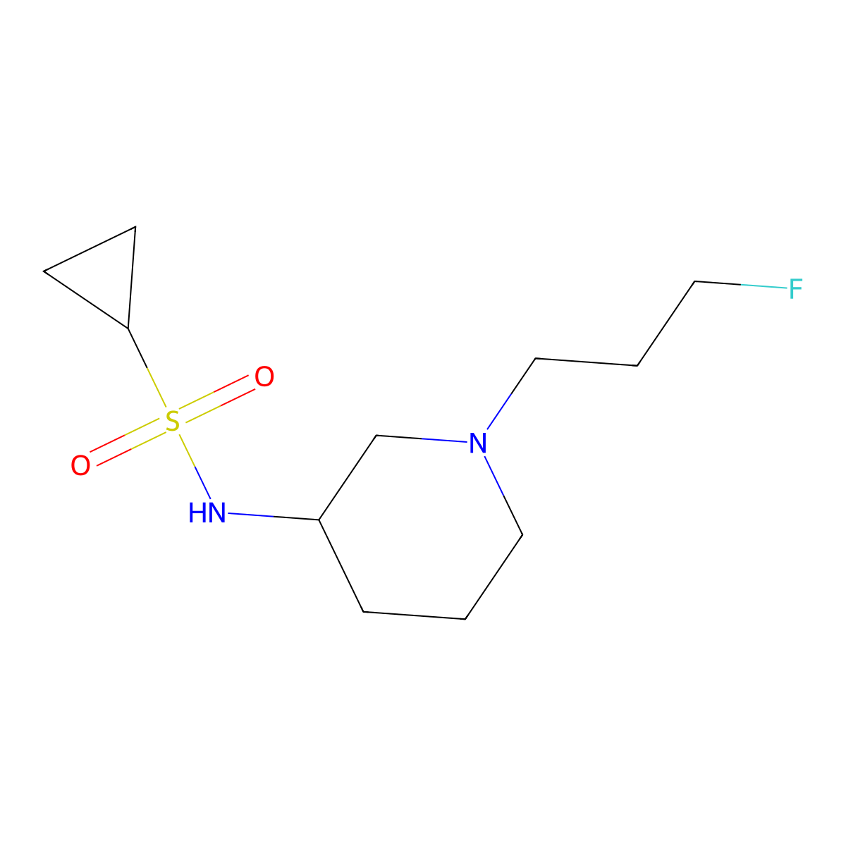 N-[1-(3-fluoropropyl)piperidin-3-yl]cyclopropanesulfonamide molecular structure, CAS 2741930-34-5