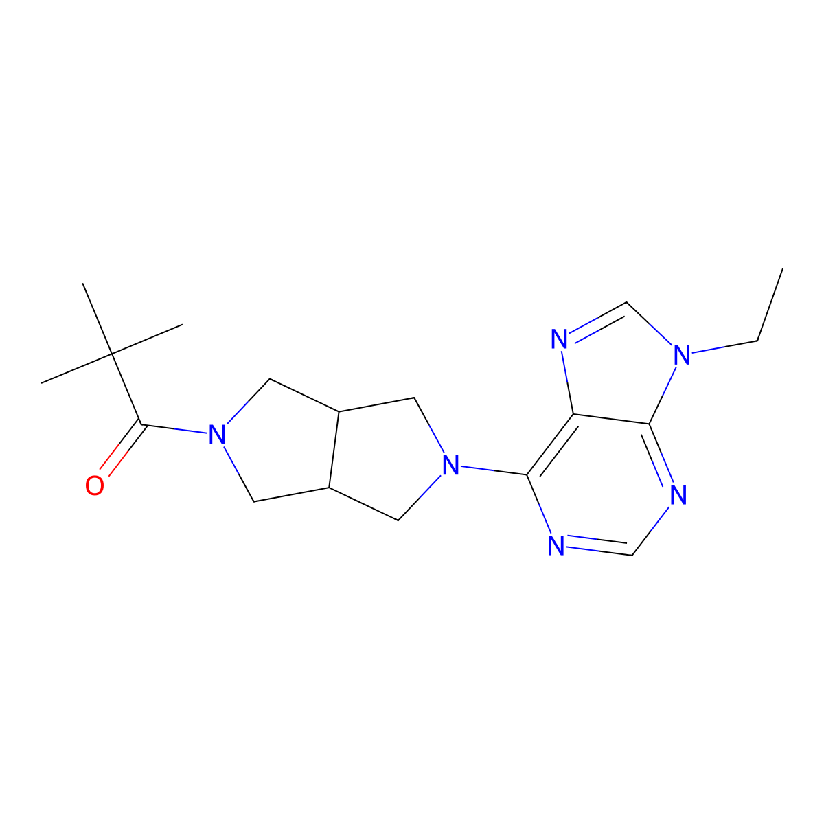 1-[5-(9-ethyl-9H-purin-6-yl)-octahydropyrrolo[3,4-c]pyrrol-2-yl]-2,2-dimethylpropan-1-one molecular structure, CAS 2741930-42-5