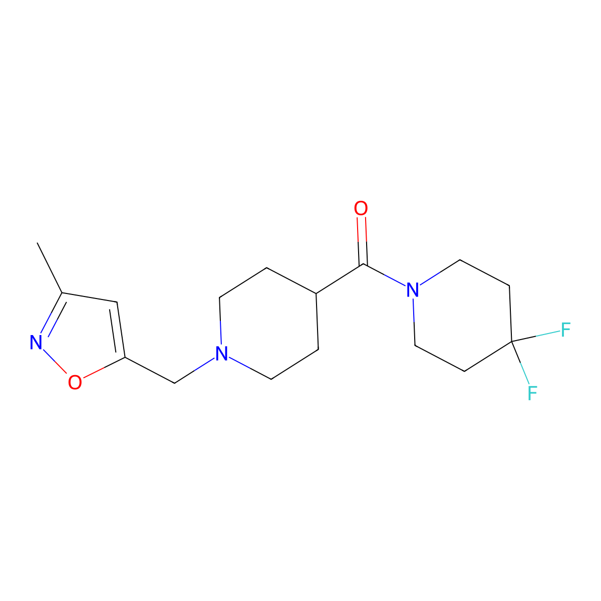 4,4-Difluoro-1-{1-[(3-methyl-1,2-oxazol-5-yl)methyl]piperidine-4-carbonyl}piperidine molecular structure, CAS 2741930-45-8