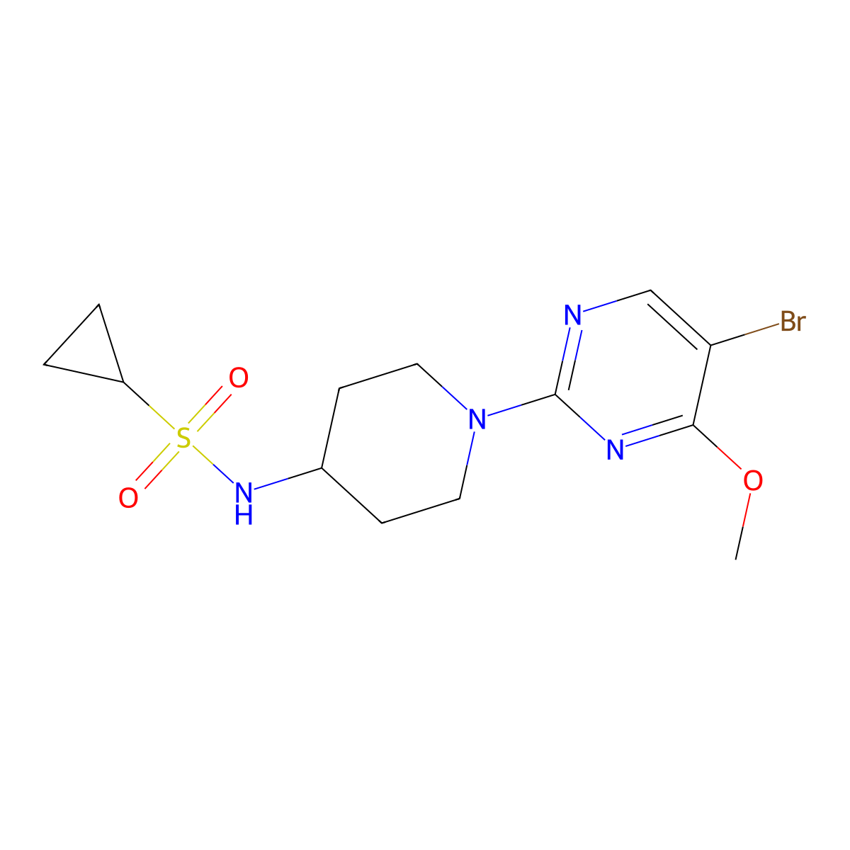 N-[1-(5-bromo-4-methoxypyrimidin-2-yl)piperidin-4-yl]cyclopropanesulfonamide molecular structure, CAS 2741930-49-2