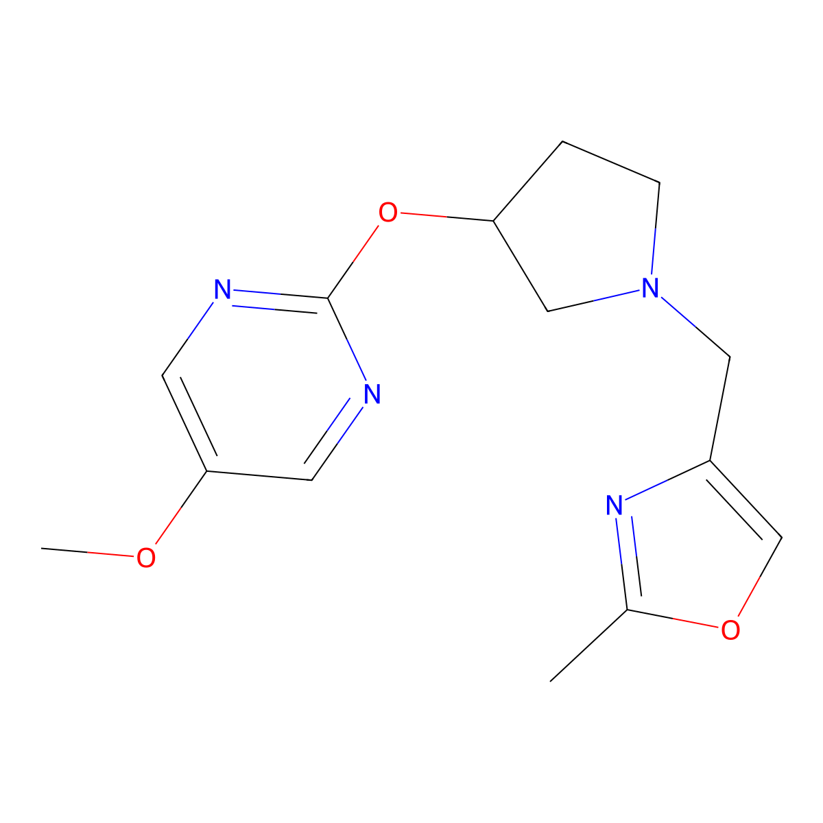 5-Methoxy-2-({1-[(2-methyl-1,3-oxazol-4-yl)methyl]pyrrolidin-3-yl}oxy)pyrimidine molecular structure, CAS 2741930-51-6